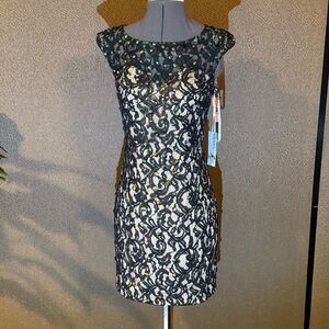 Vienna Prom 4 Lace & Bead Mini Dress with built-in bra cups | Prom Dress Beaded